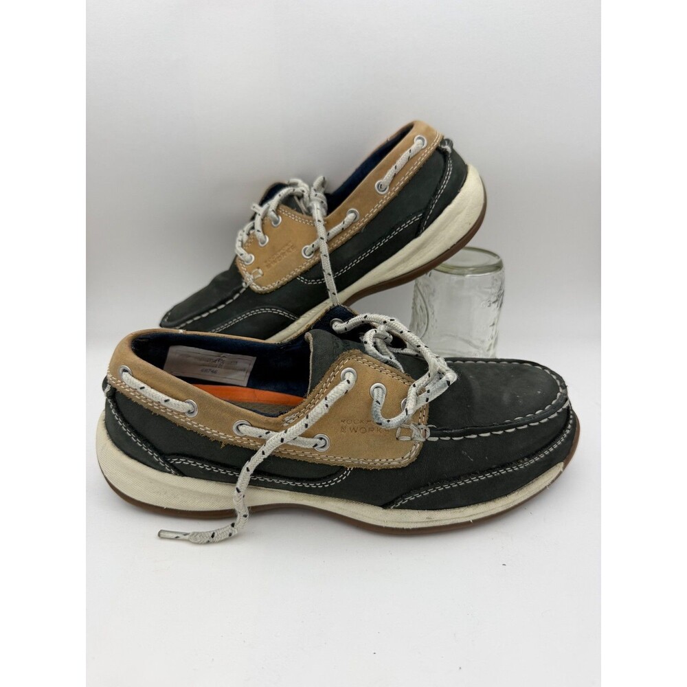 Rockport Works Steel Toe Boat Shoes Men's 9M Brown Leather ASTM F2413 RK670